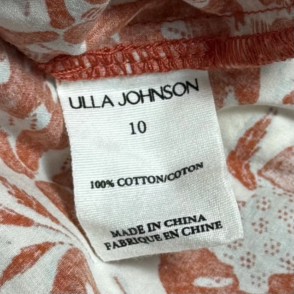 Ulla Johnson Imari Top Orange Blossom Puff Sleeve Boho Feminine Cottagecore‎ 10